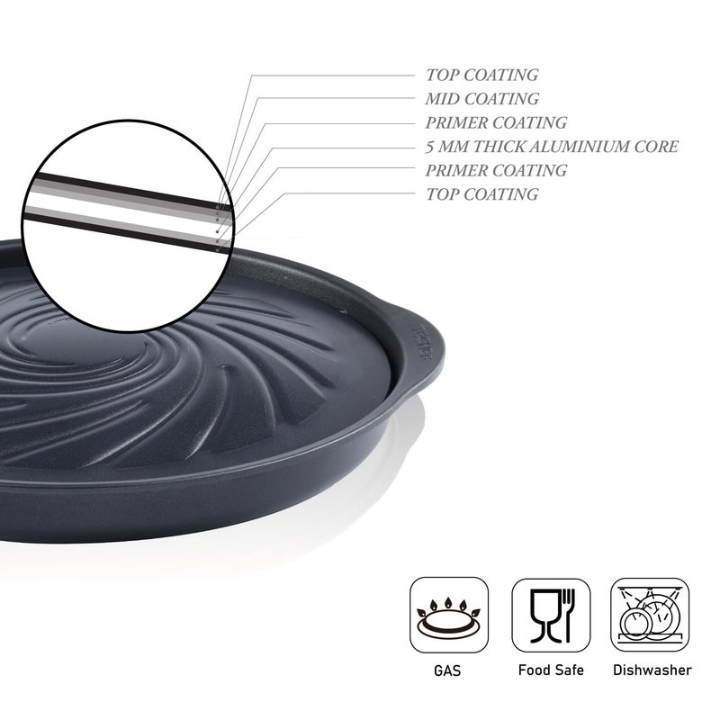 TECHEF - TRUE GRILL PAN - Stovetop Nonstick Indoor/Outdoor Smokeless BBQ Grill Set, including a Grill Plate and Alumium Drip Tray (Dome) - Image 5